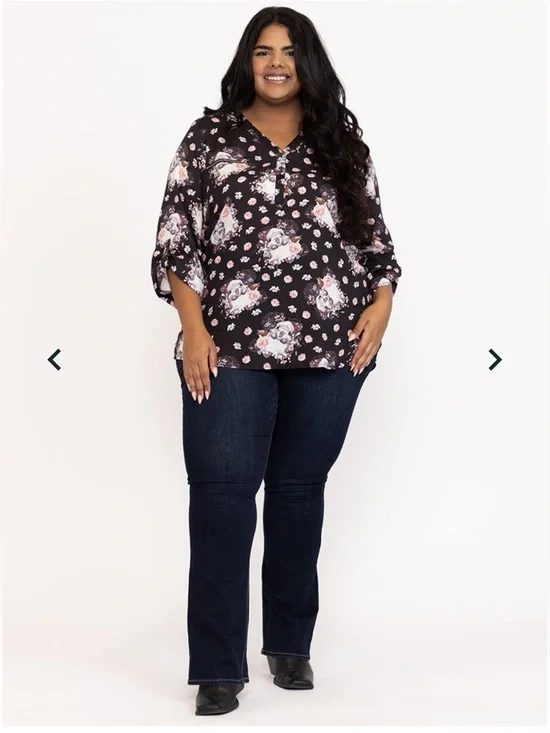 Warehouse One NWT Scull Floral Blouse size M. - Picture 5 of 11